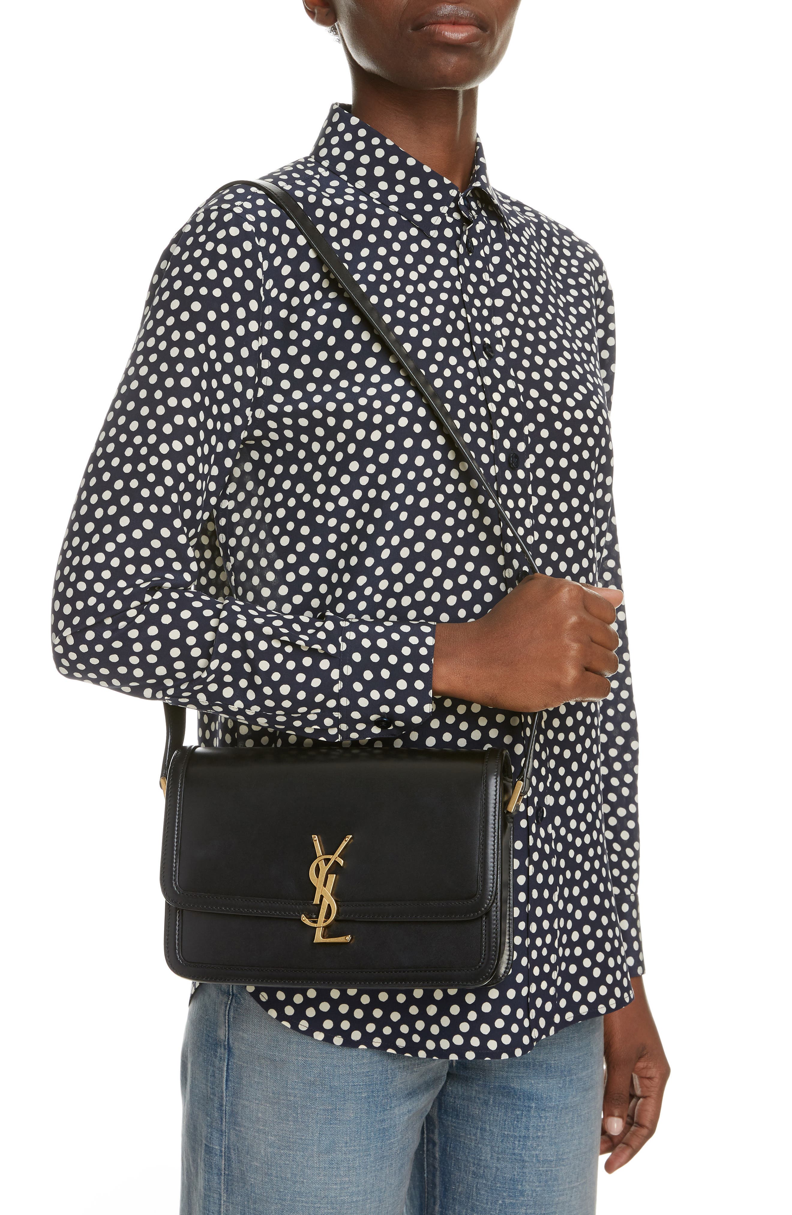 Medium Solferino Leather Shoulder Bag, Alternate, color, NOIR