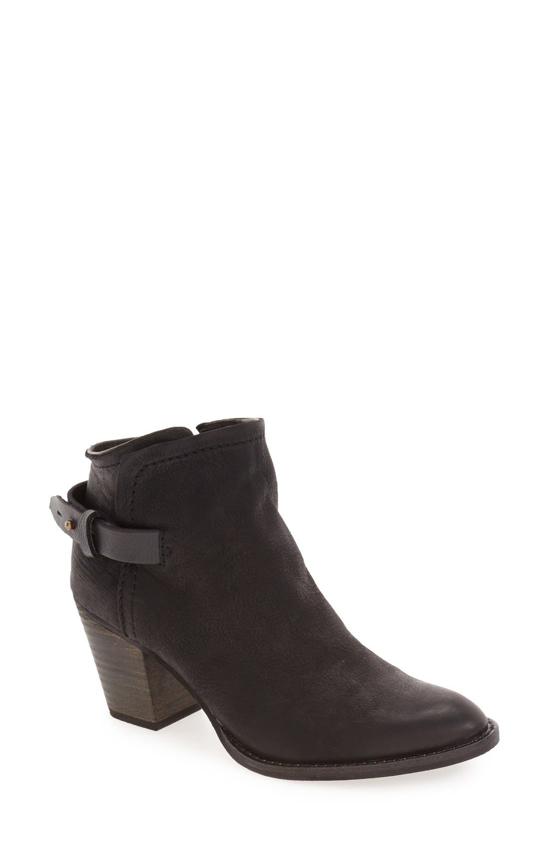 'Joplin' Heel Strap Bootie, Main, color, BLACK LEATHER