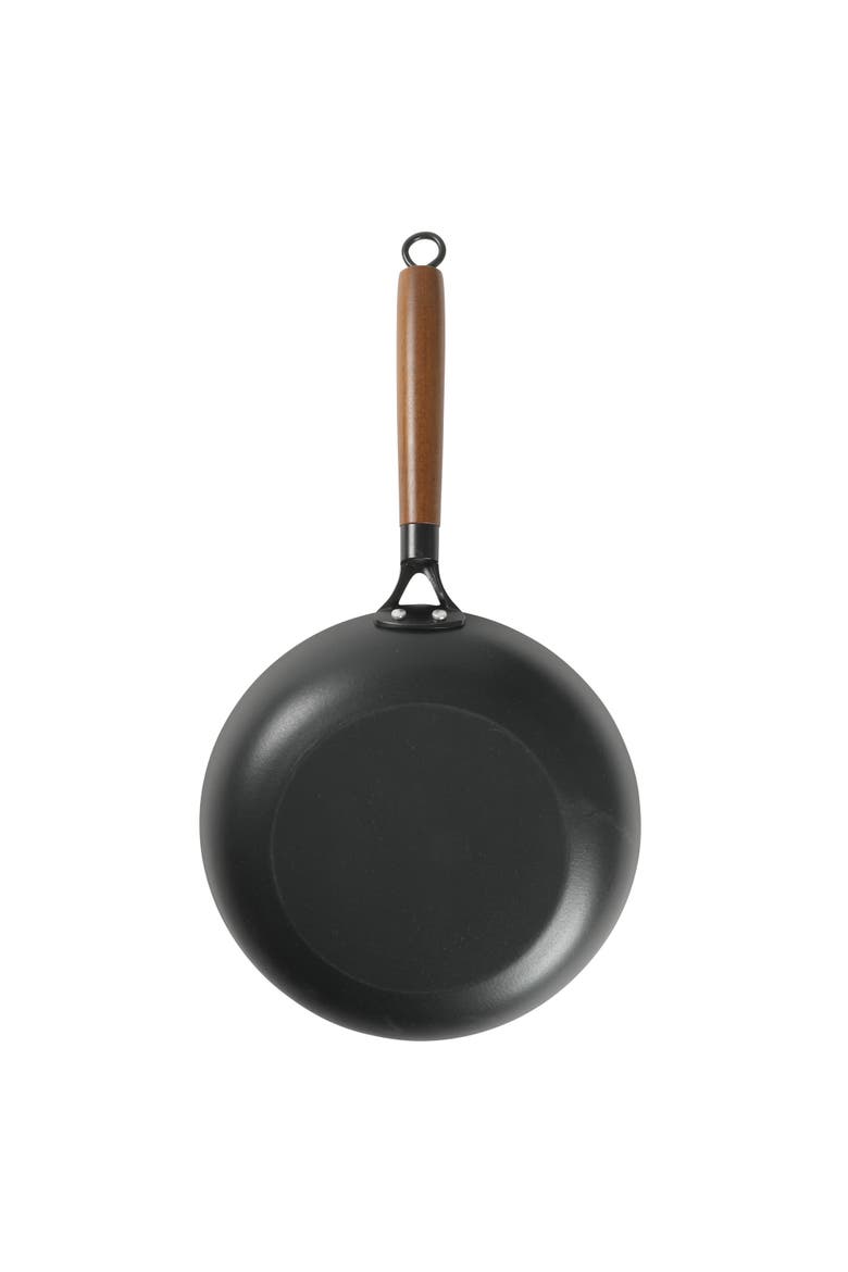 Pre-Seasoned Honeycomb Cast Iron Skillet with Wooden Handle, Alternate, color, Black