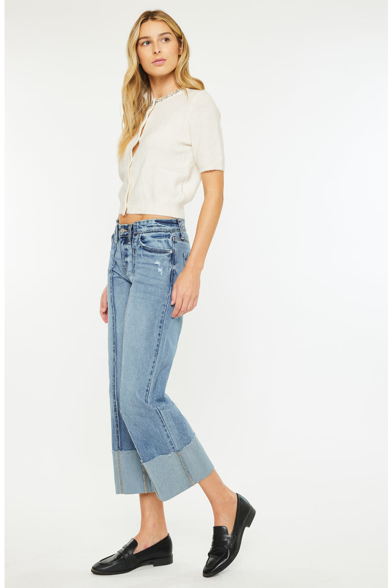 Margret Mid Rise Cropped Wide Leg Jeans, Alternate, color, Medium Wash