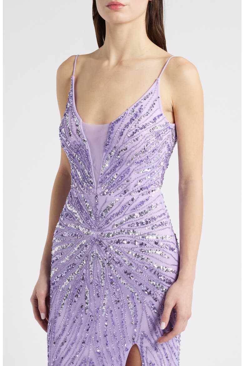 Glitter Mesh Column Gown, Alternate, color, LILAC