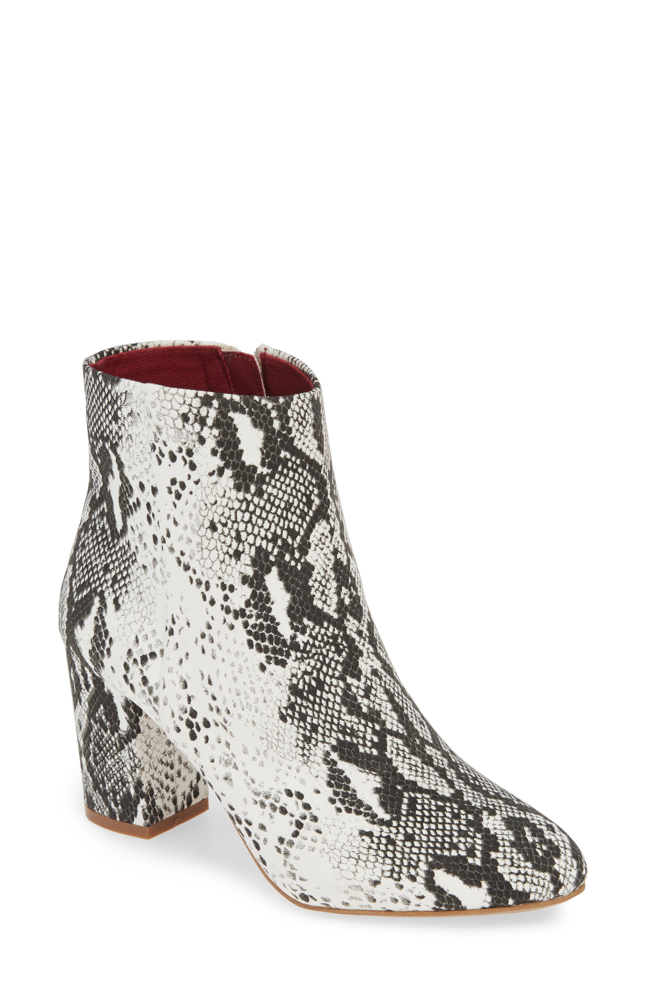 Band of Gypsies Andrea Bootie, Main, color, WHITE/ BLACK SNAKE PRINT