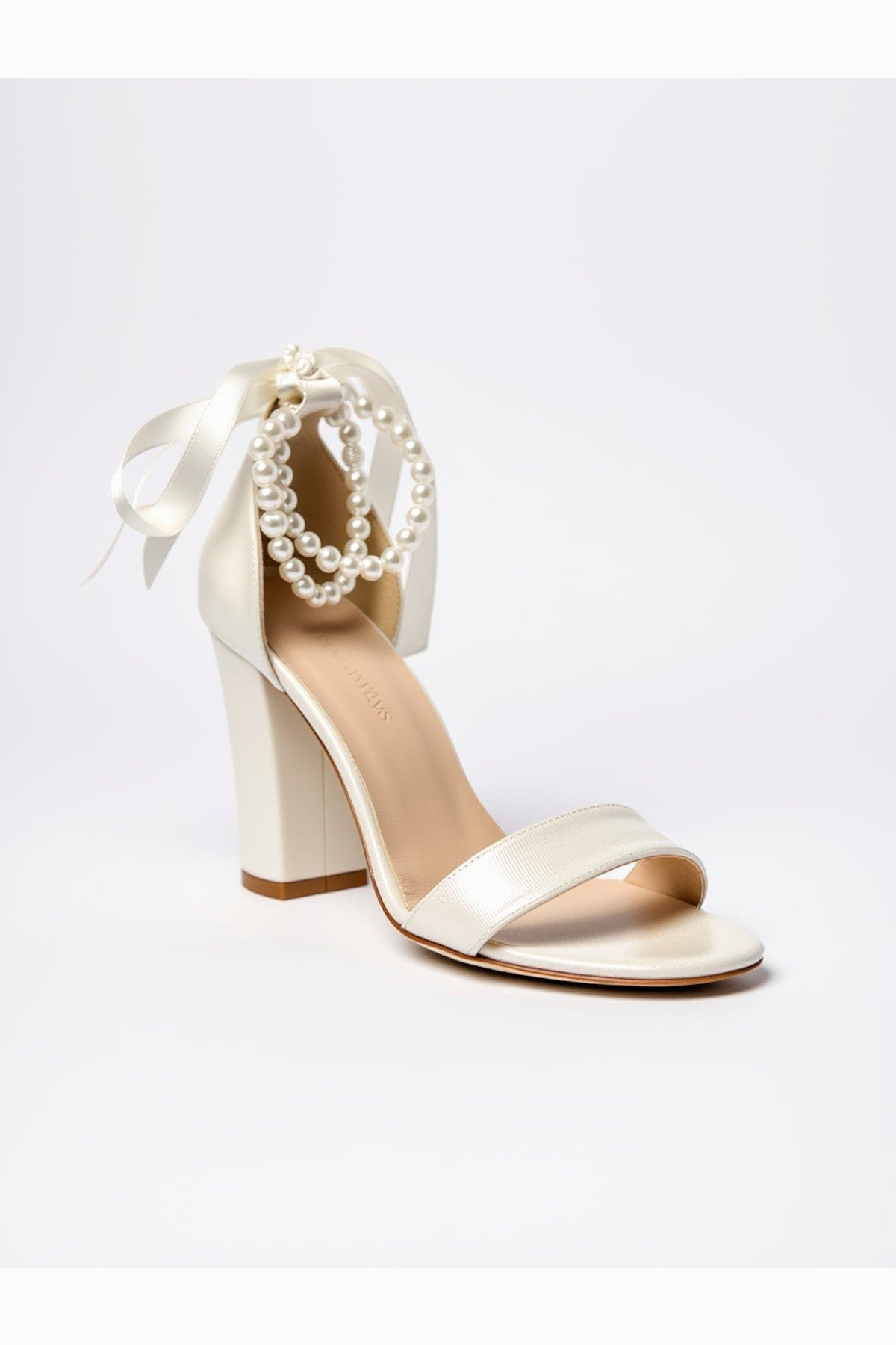 Forever & Always Shoes Caelis Pearl Ankle Strap Block Heel Sandal, Main, color, Ivory