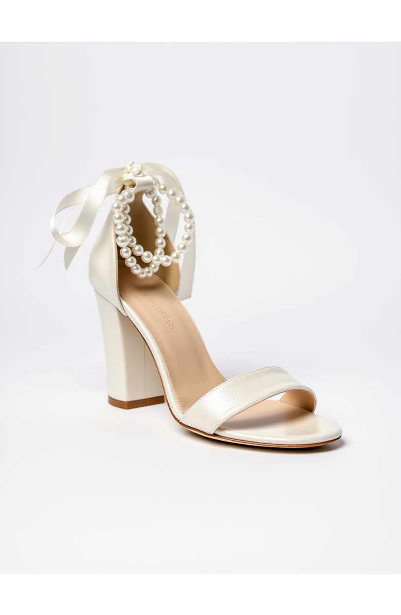 Forever & Always Shoes Caelis Pearl Ankle Strap Block Heel Sandal, Main, color, Ivory