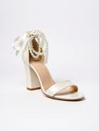 Forever & Always Shoes Caelis Pearl Ankle Strap Block Heel Sandal