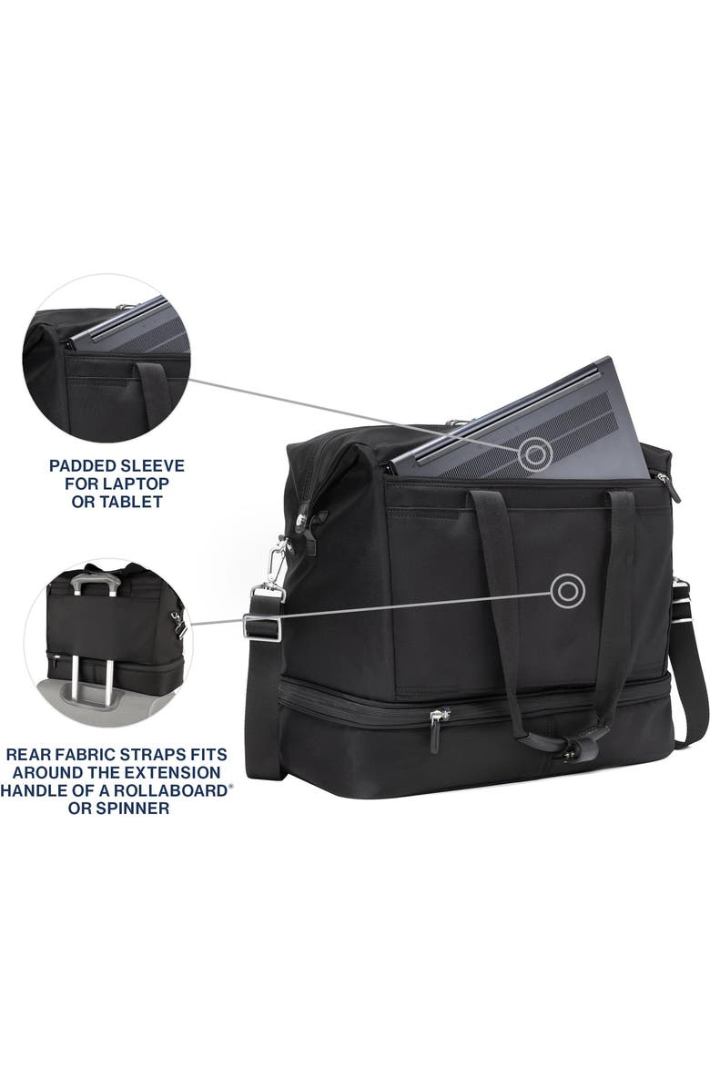 TRAVELPRO Platinum Elite Carry on Soft Travel Drop-Bottom Weekender Bag, Alternate, color, Black