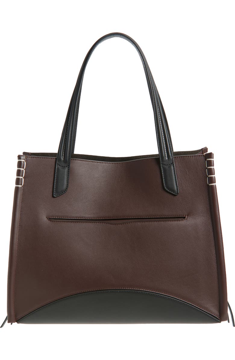 JW Anderson Loafer Leather Tote, Main, color, Burgundy/ Black