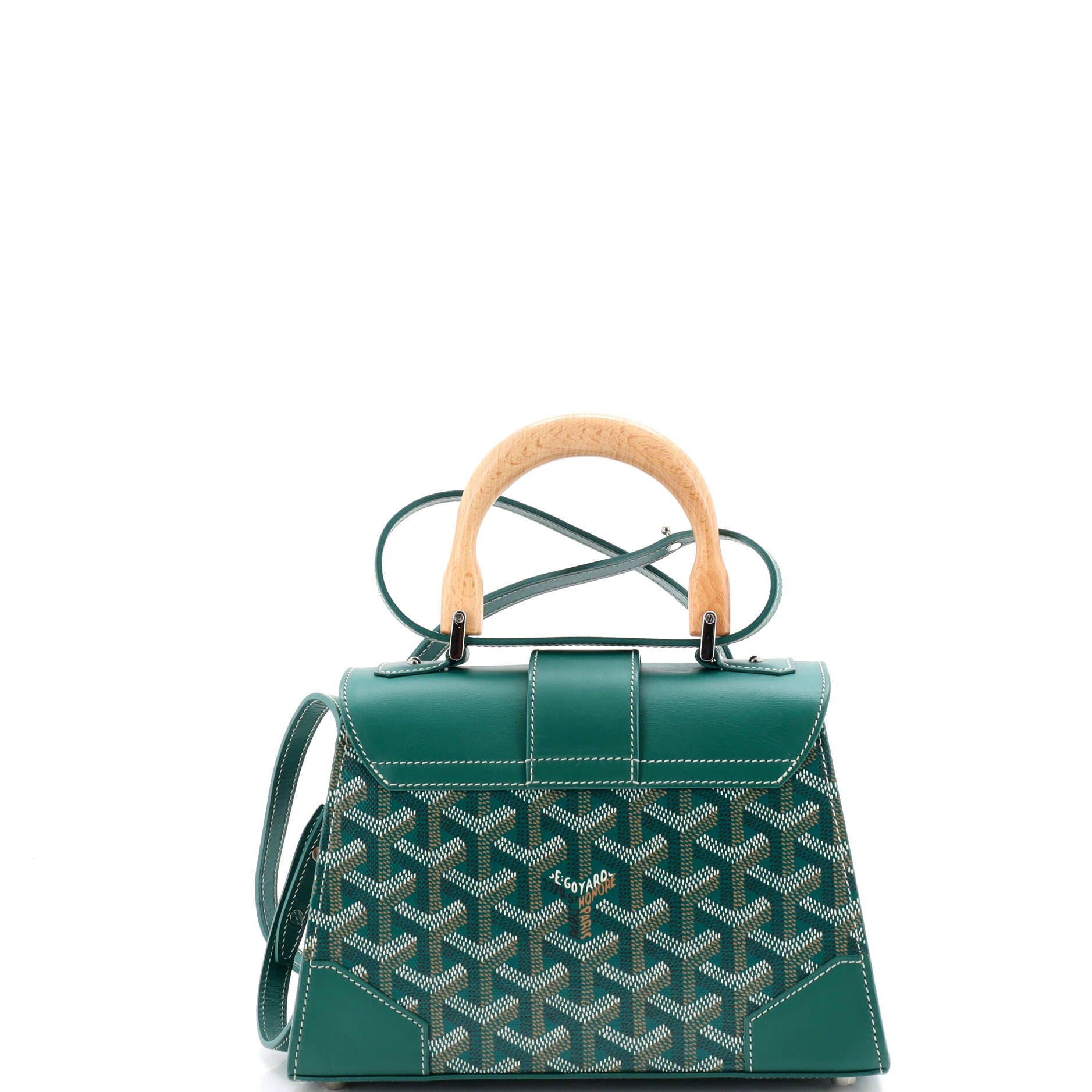 Structured Saigon Top Handle Bag Coated Canvas with Leather Mini, Alternate, color, Green