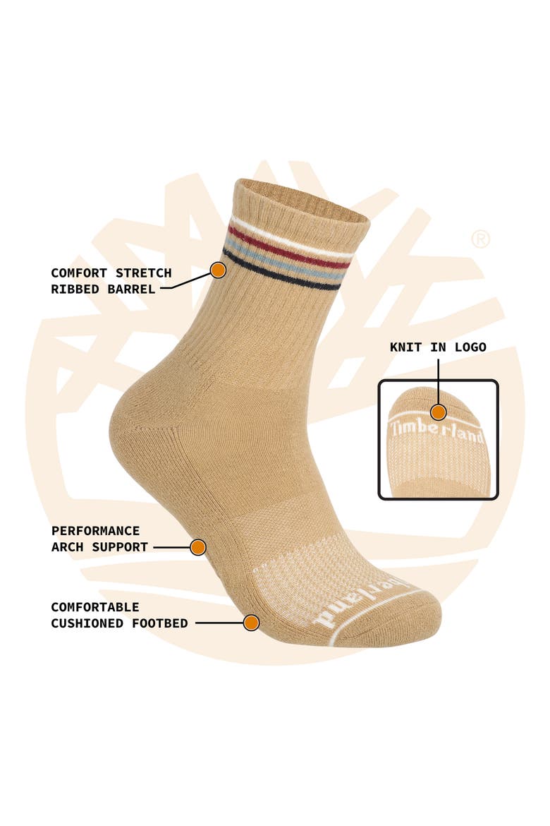 3-Pack Stripe Wool Blend Hike Quarter Socks, Alternate, color, DUNE