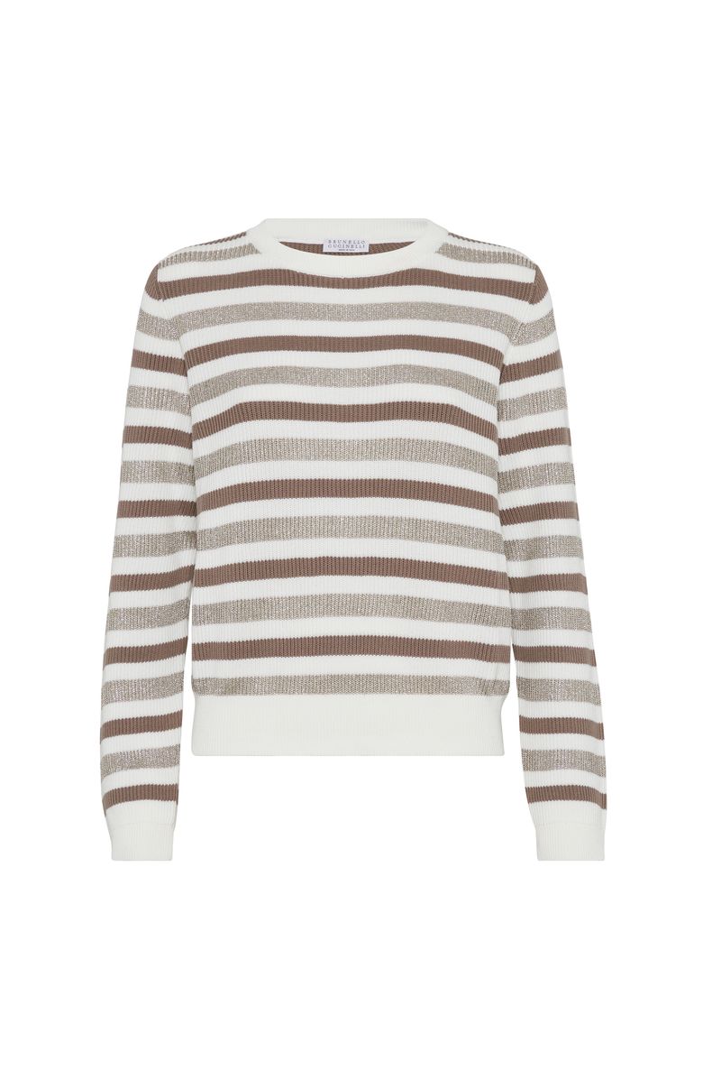 Brunello Cucinelli Cotton Sparkling yarn sweater, Main, color, Beige