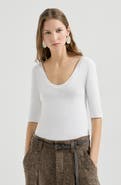 Brunello Cucinelli Stretch cotton ribbed jersey T-shirt with monili