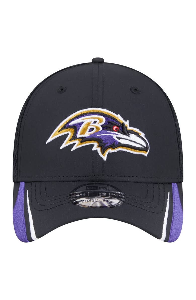 New Era Men's New Era  Black Baltimore Ravens Game Day Linear 39THIRTY Flex Hat, Alternate, color, 