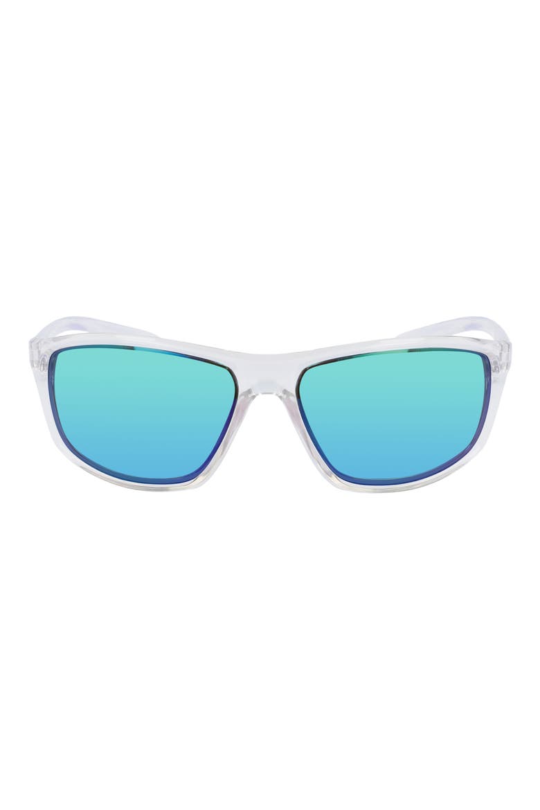 Adrenaline 66mm Oversize Rectangle Sport Wrap Sunglasses, Main, color, CLEAR/GREY/GREEN