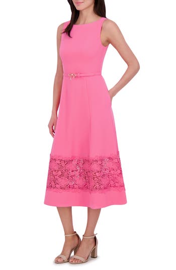 Eliza J Lace Inset Midi Dress In Pink