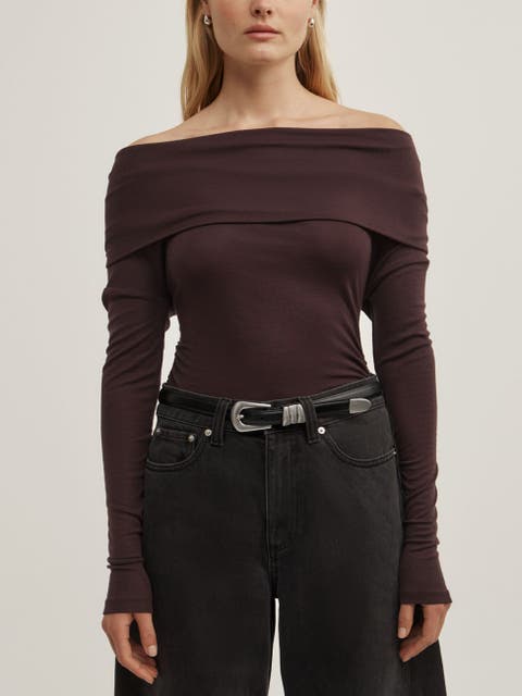 Off Shoulder Long-sleeve Top