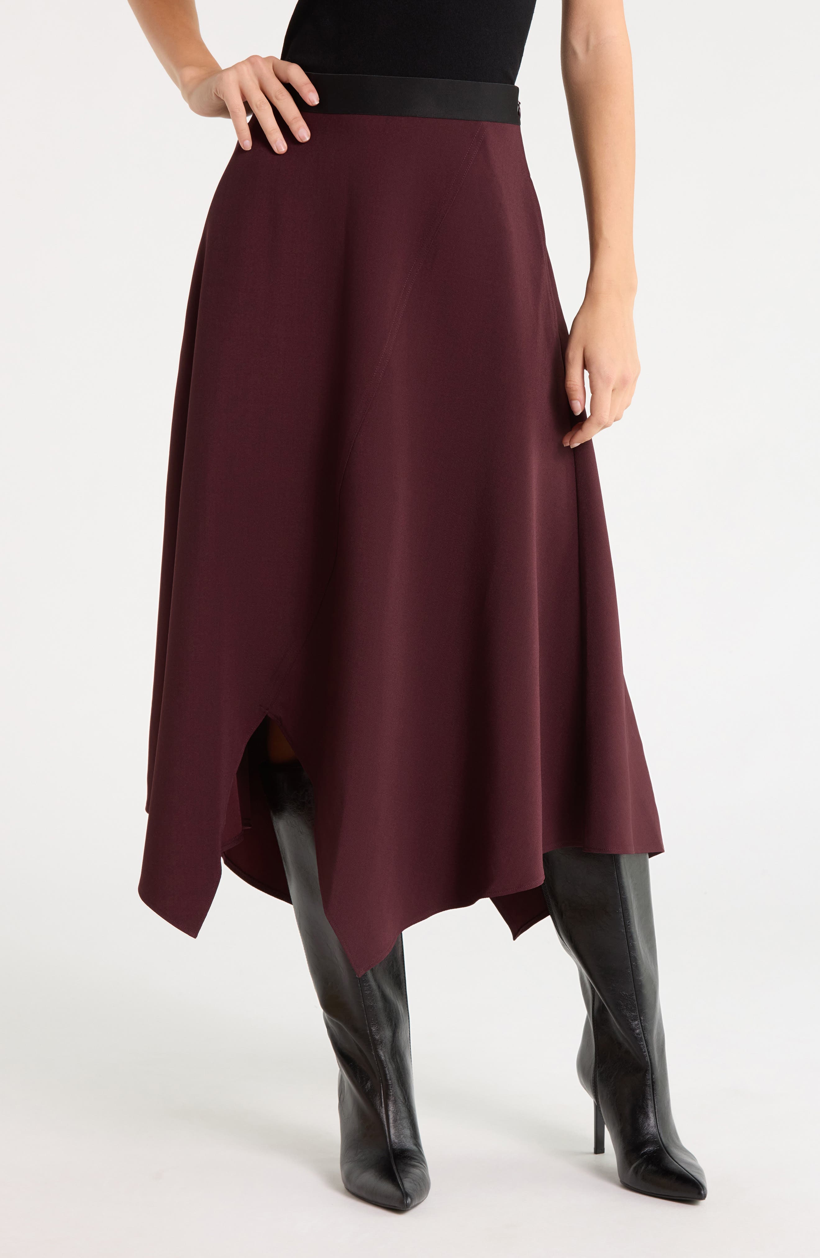 Asymmetrical Hem Midi Skirt - angle 1