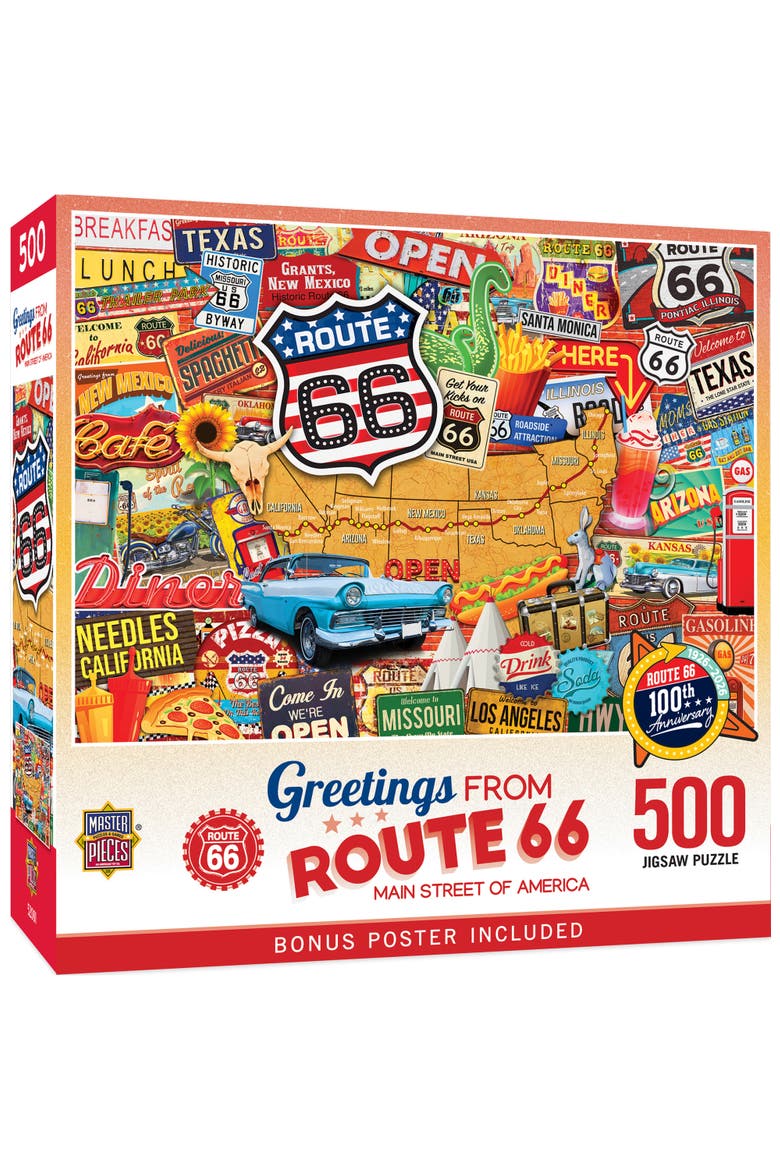 Greetings From Route 66 500pc Puzzle, Main, color, Multicolor