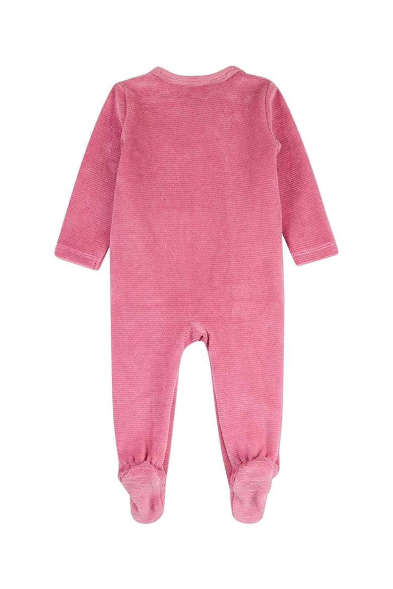 Baby Heart Cluster Velour Footie, Alternate, color, Berry