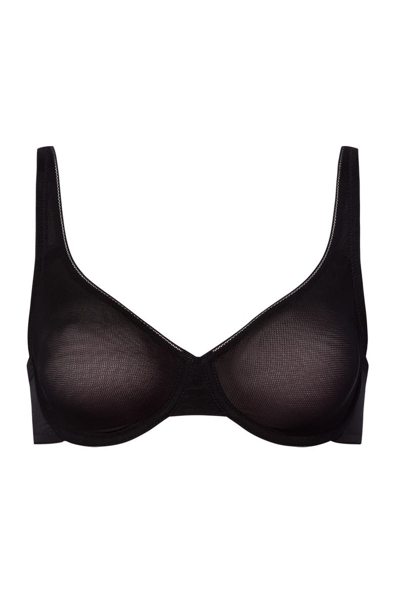 Smooth Illusion Semi-Transaprent Tulle Underwire Bra, Main, color, Black