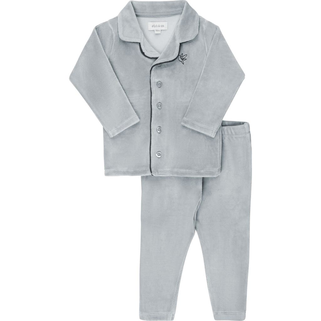 Ely's & Co. Velour Embroidered Bird & Butterfly Collection- Lounge Set In Blue