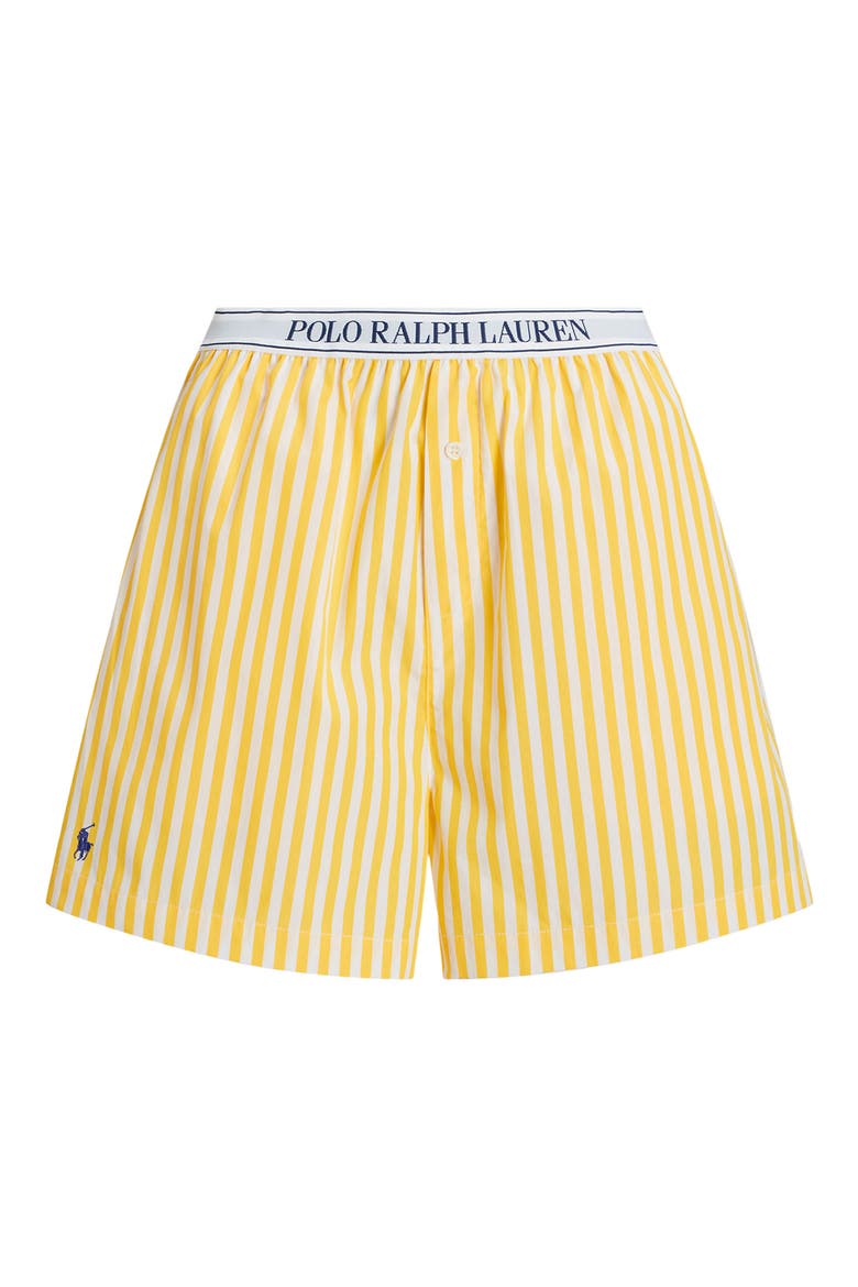 Cotton Boxer Pajama Shorts, Alternate, color, YELLOW STRIPE