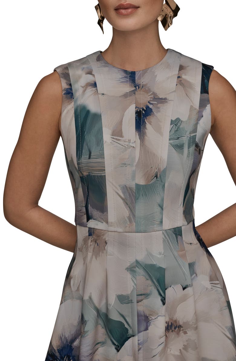 Donna Karan New York Floral Fit & Flare Midi Dress, Alternate, color, Laurel Multi