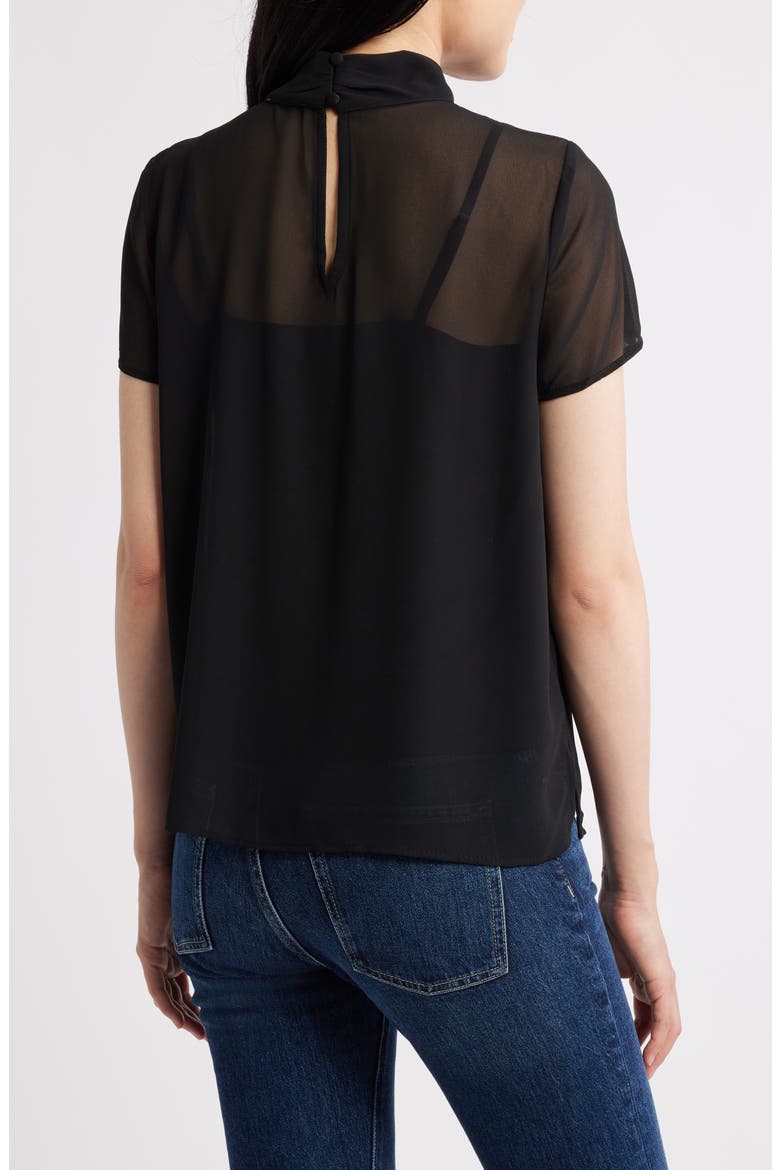 Flutter Sleeve Chiffon Top, Alternate, color, RICH BLACK