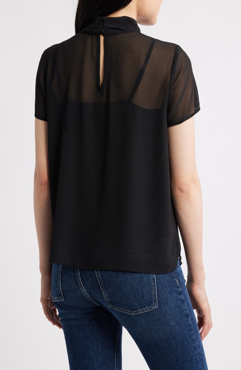 Vince Camuto Flutter Sleeve Chiffon Top, Alternate, color, Rich Black