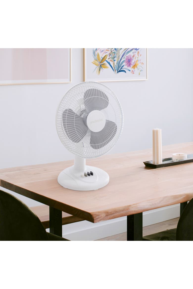 12 Inch 40w Oscillating Table Fan in White, Alternate, color, White