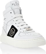 PHILIPP PLEIN Leather Hi-Top Sneakers Hexagon And Limited Edition Print Boy