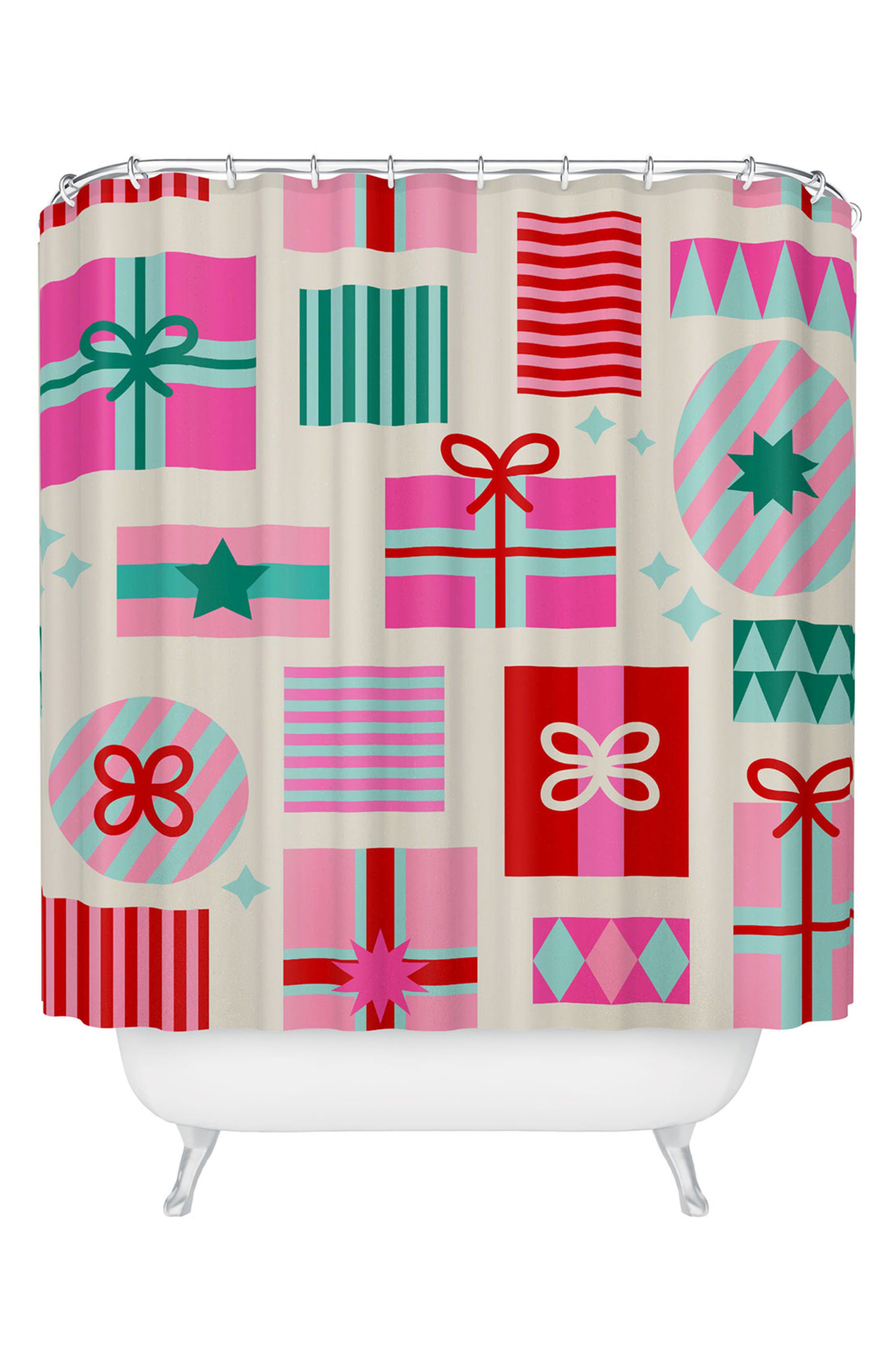 Deny Designs Retro Geometric Christmas Gift Wrap Shower Curtain ...