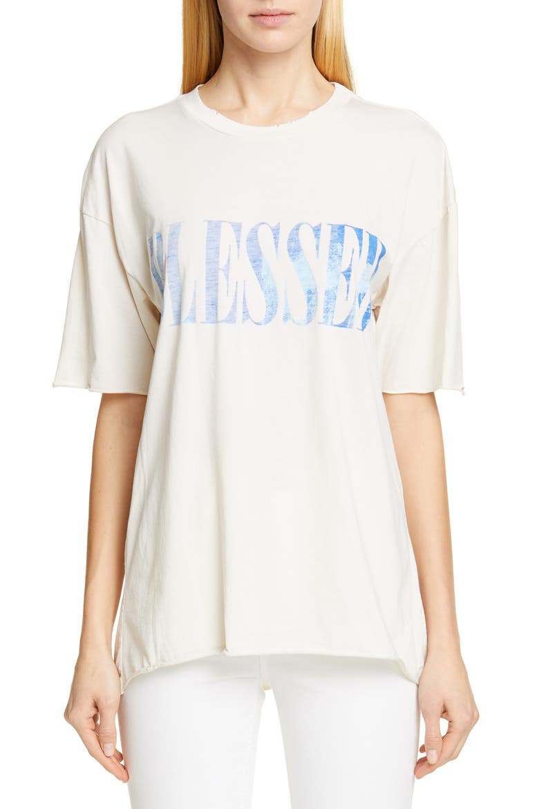 Blessed Distressed Tee, Main, color, WHITE