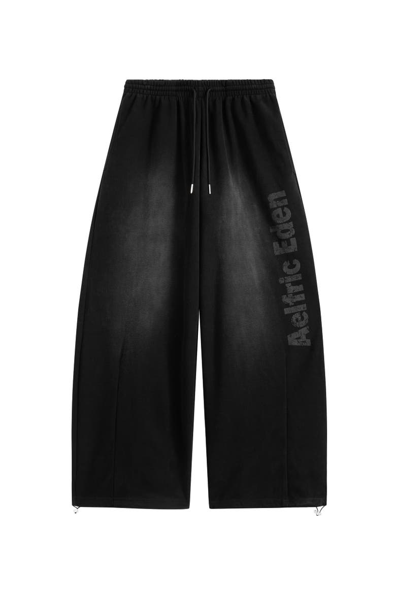 Washed Baggy Barrel Sweatpants, Alternate, color, Black
