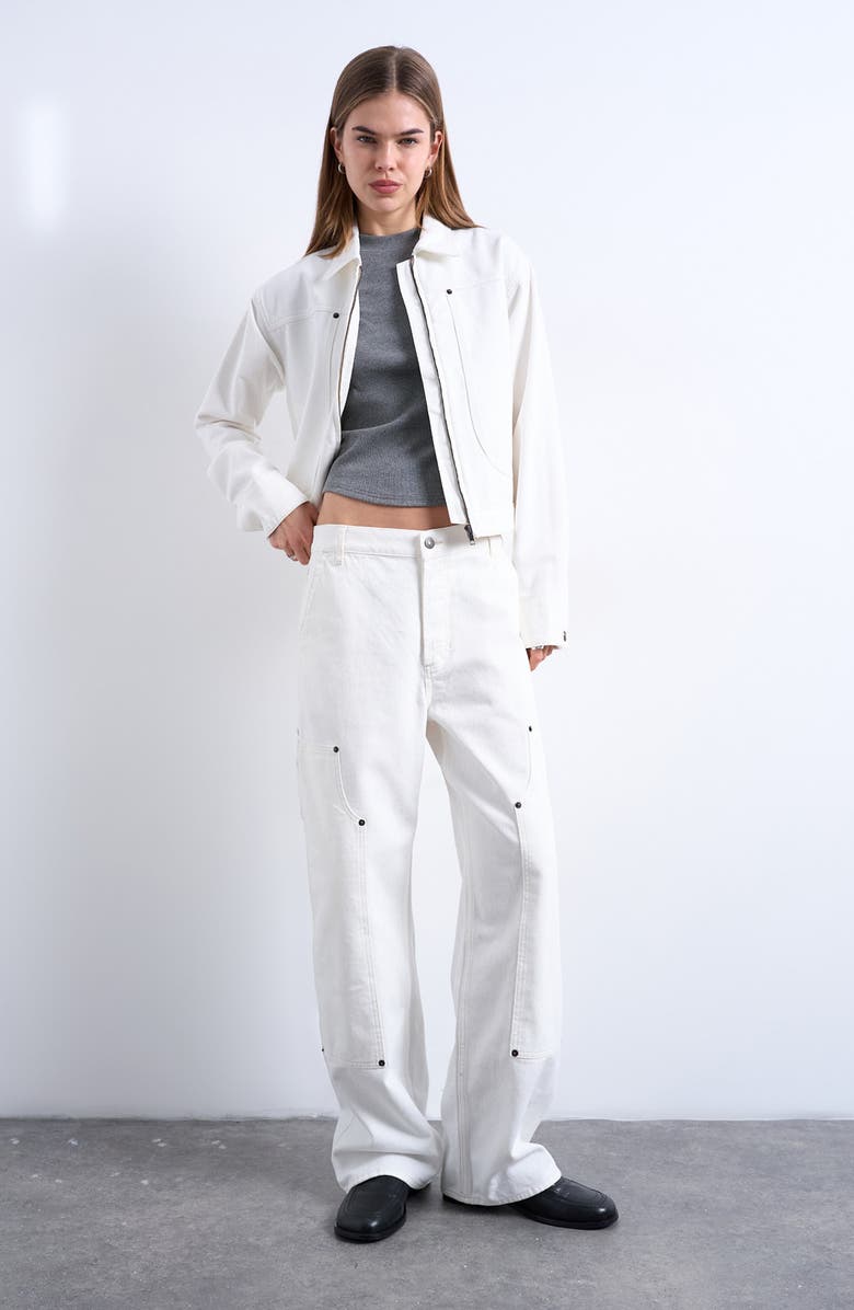 Topshop Denim Utility Jacket, Alternate, color, Ivory