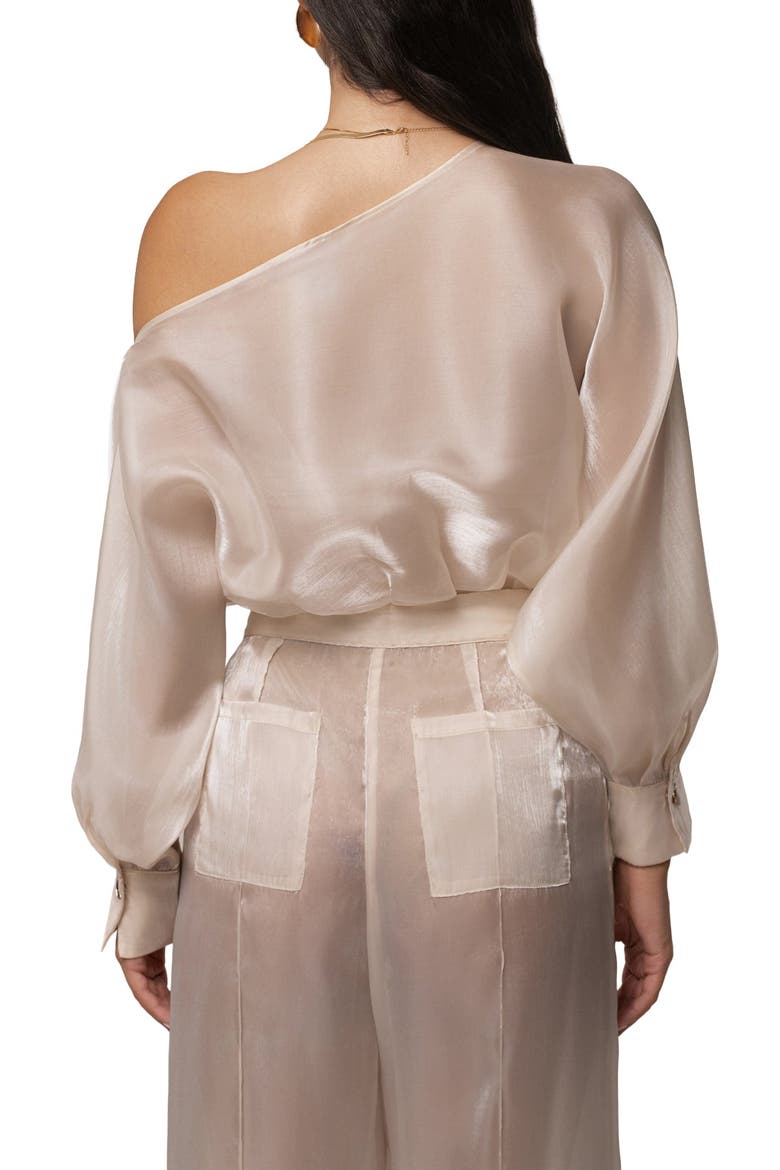 Resort Glow Organza Bodysuit, Alternate, color, Cream