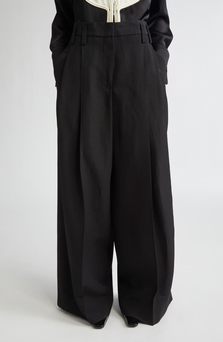 Jil Sander Tailored Wool & Silk Trousers, Main, color, 