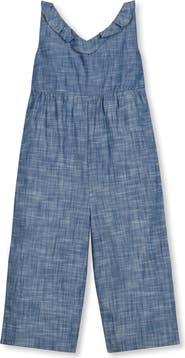 Hope & Henry Girls' Organic Ruffle Neck Jumpsuit, Toddler