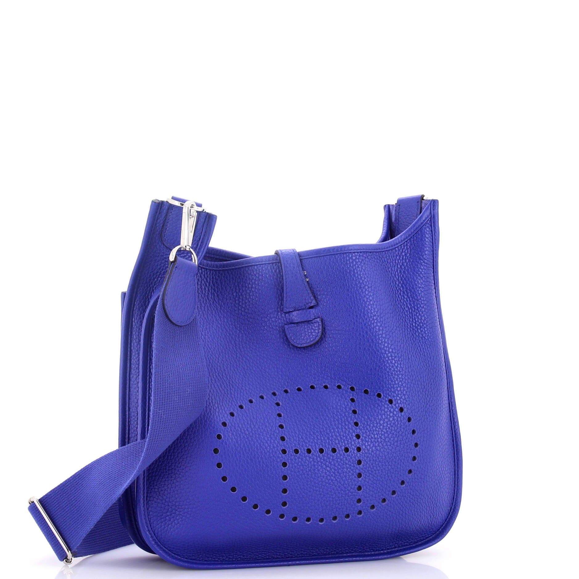 Pre-Owned Hermes Evelyne Bag Gen III Clemence PM, Alternate, color, Bleu Electrique