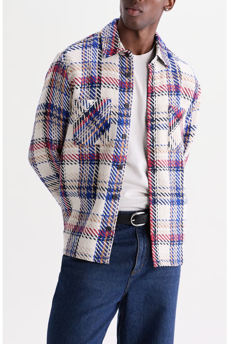 Whiting Jazz Weave Overshirt, Main, color, ECRU / RED