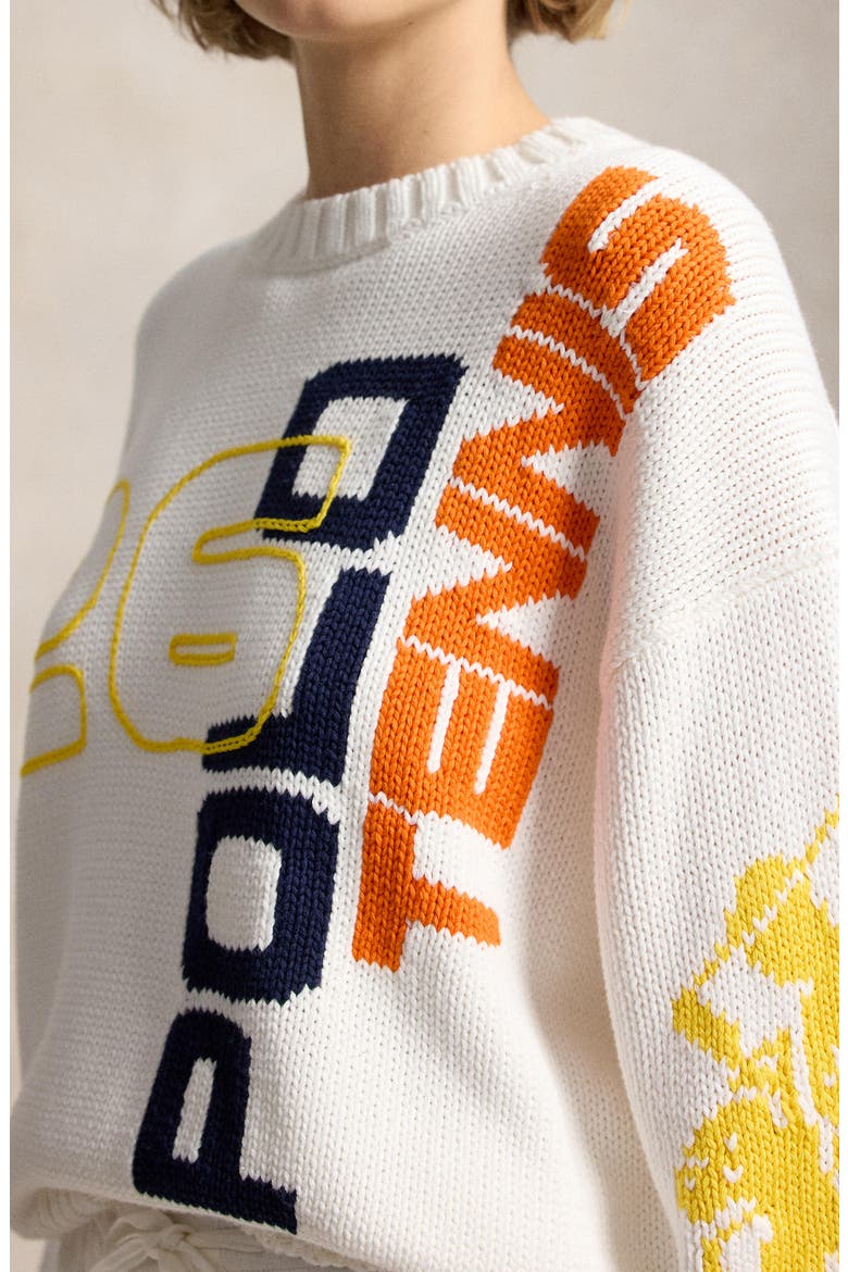 US Open® Collection Graphic Long Sleeve Cotton Sweater, Alternate, color, WHITE MU