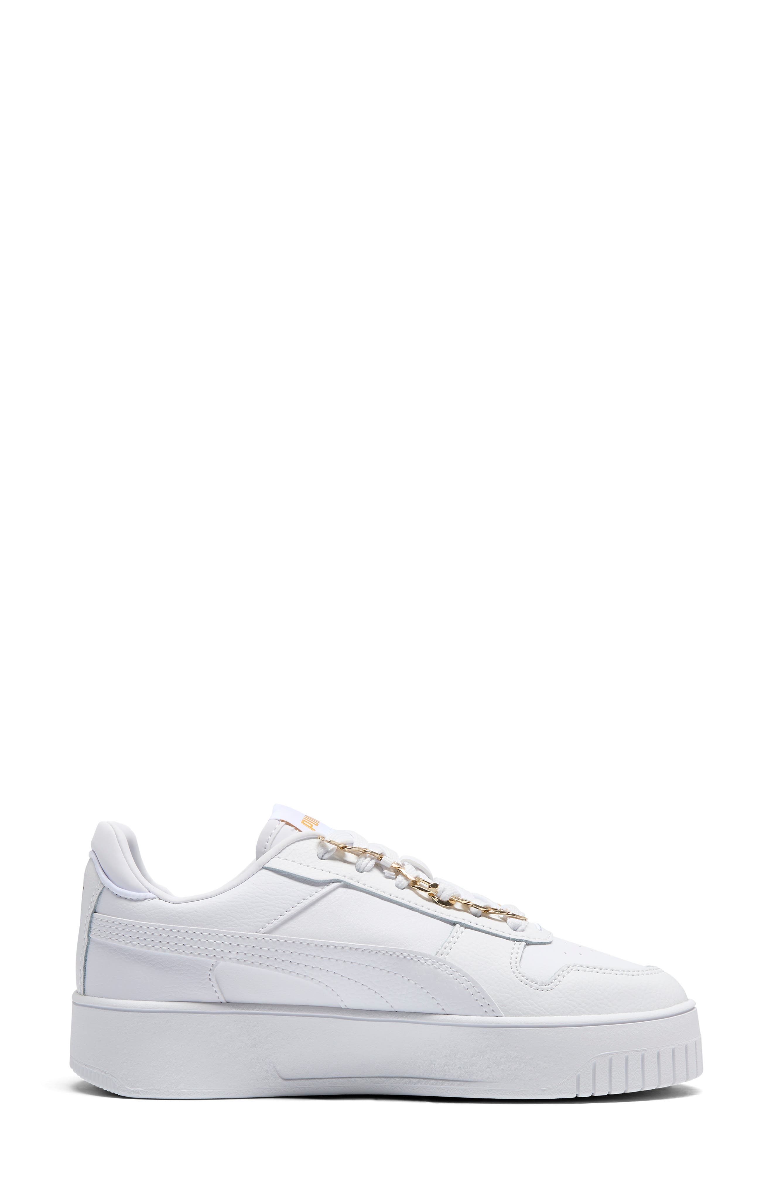 Carina Street Bling Leather Platform Sneaker, Alternate, color, PUMA WHITE/ PUMA WHITE/ GOLD