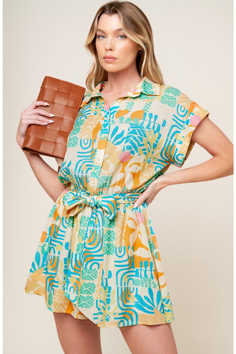 Print Collared Romper, Alternate, color, OFF WHITE MULTI