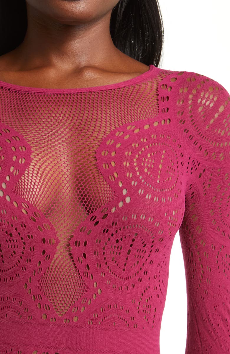 Ann Summers Ornate Long Sleeve Mesh & Stretch Lace Teddy, Alternate, color, 