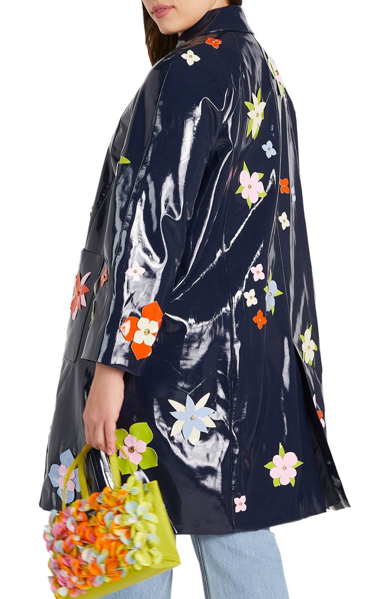 Kate Spade New York floral embellished raincoat, Alternate, color, 