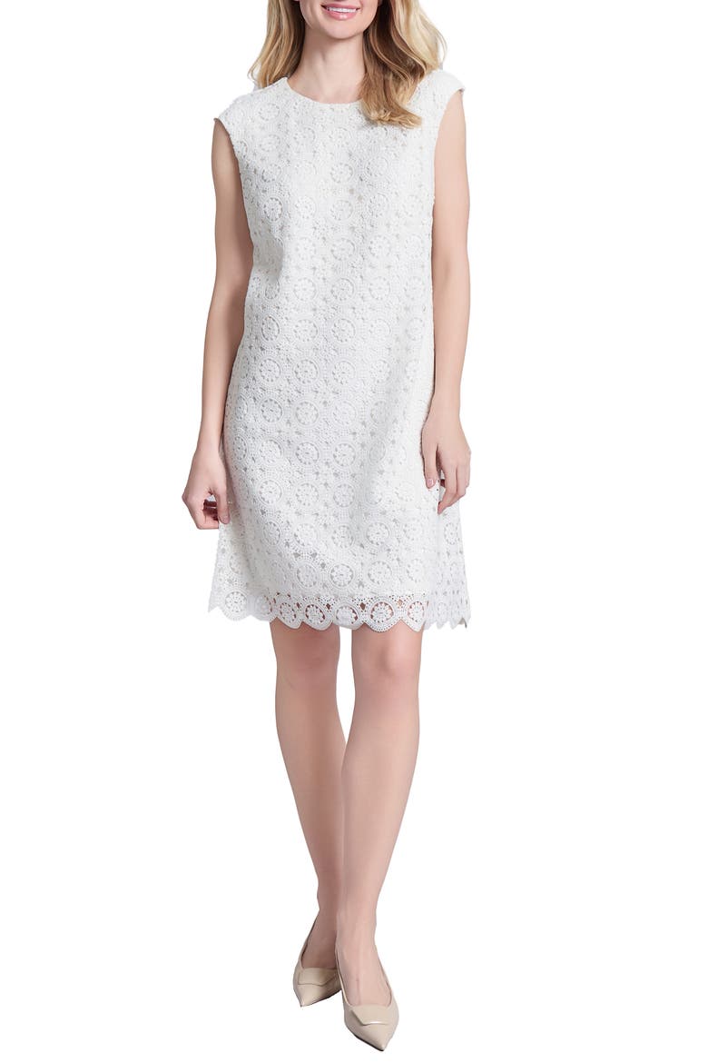 Lace Cap Sleeve Shift Dress, Main, color, NYC WHITE