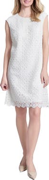 Jones New York Lace Cap Sleeve Shift Dress