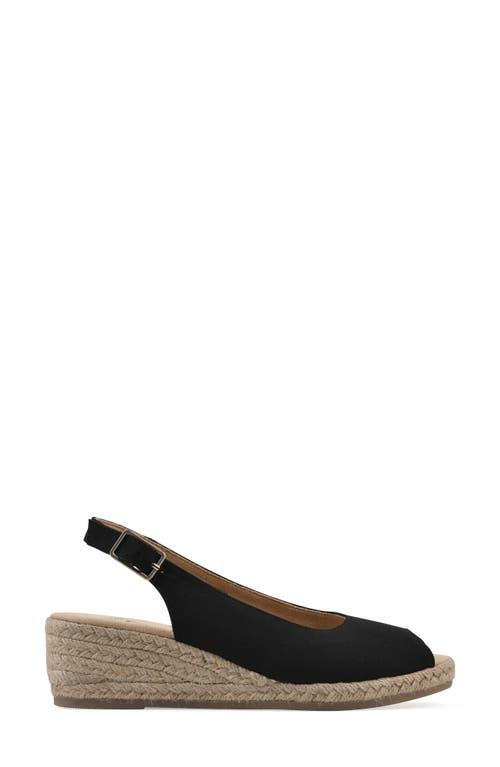White Mountain Footwear Maize Slingback Wedge Sandal In Black Fabric
