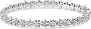 DEVATA Daisy Flower Eternity Bangle Bracelet in Rhodium Plated Sterling Silver