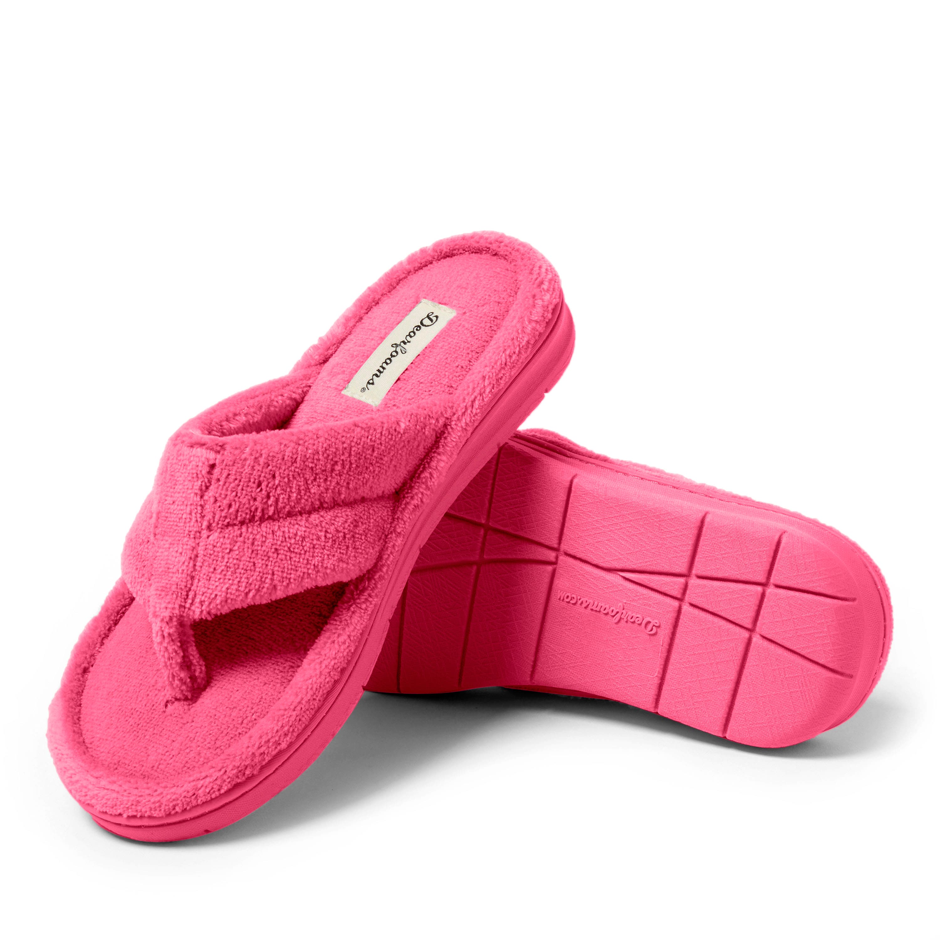 DEARFOAMS Wrenley Terry Thong Flip Flop Slipper, Alternate, color, Paradise Pink
