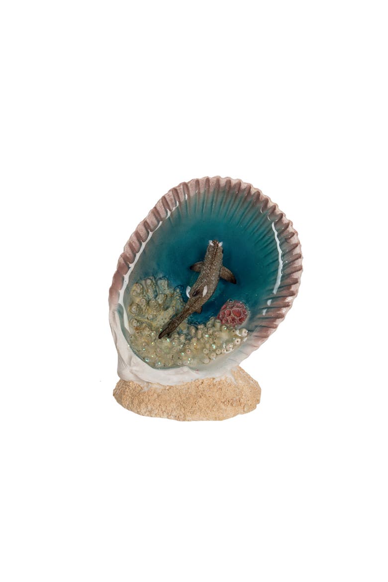 Shark In Seashell Figurine, Main, color, Gray